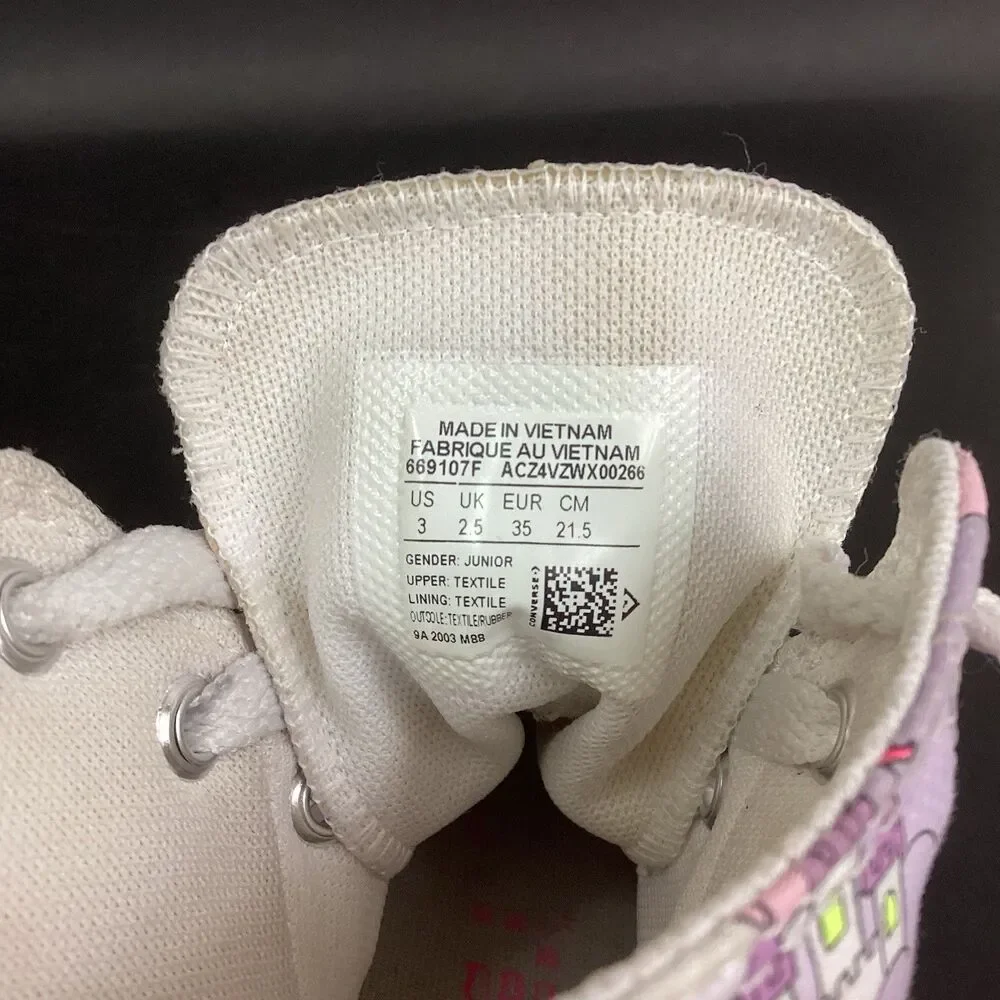 Converse Chuck Taylor All Star High -Girl's Sz 3 -Neon Unicorn Sneakers 669107F